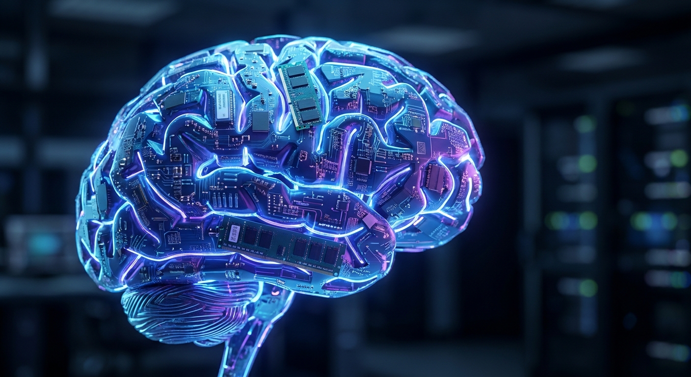 brain made of circuit boards memory concept