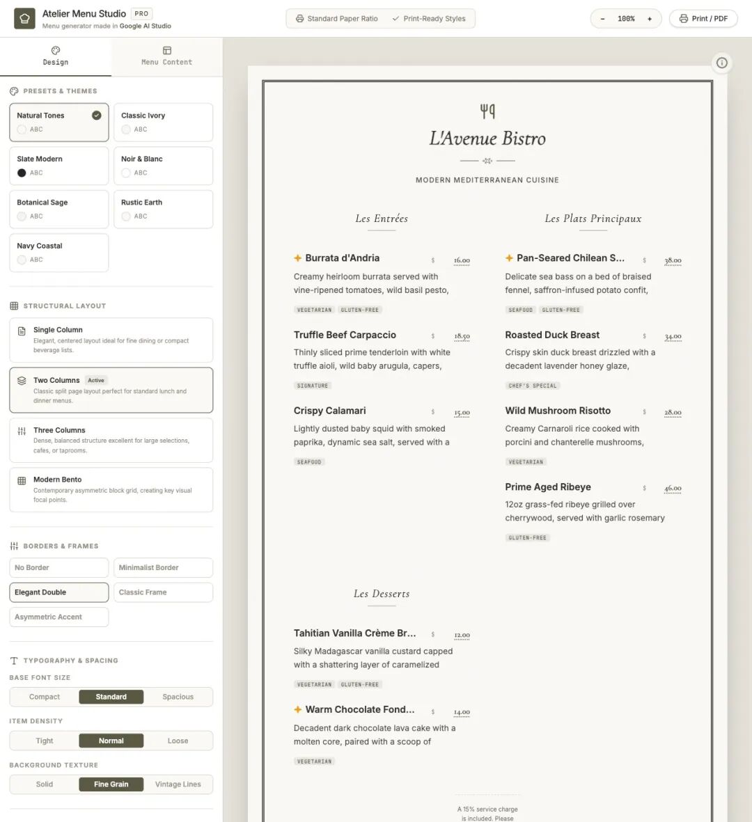 Atelier Menu Studio