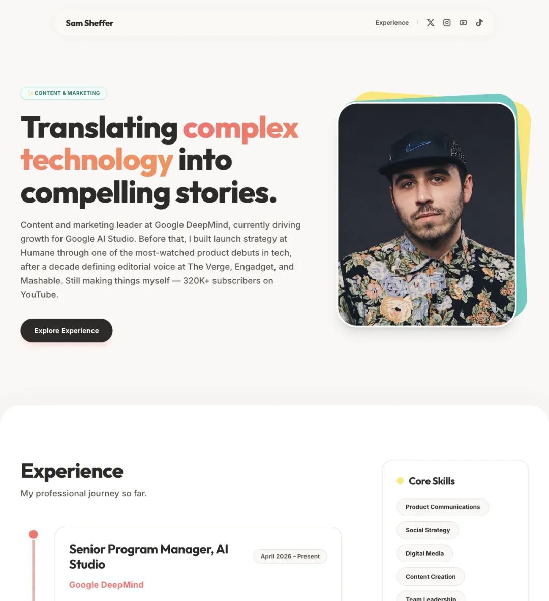 Sam Sheffer ai.studio personal website