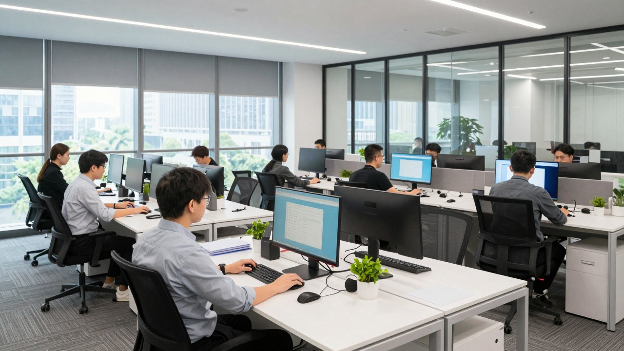Chinese tech company office, developers at work