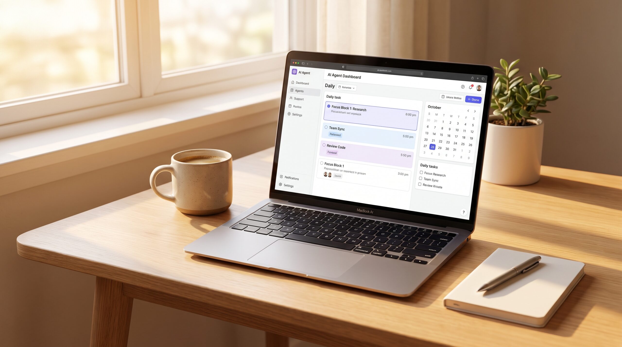 AI agent workspace with daily task schedule